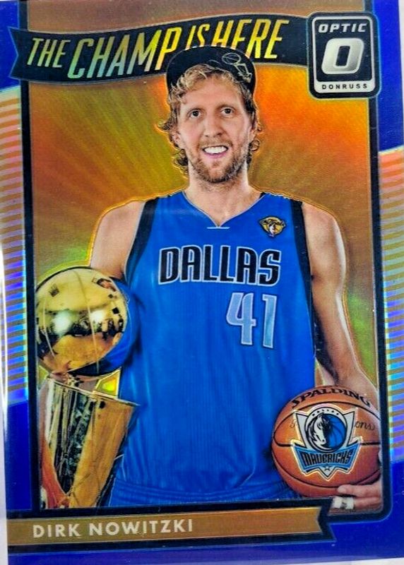 Dirk Nowitzki 2016 Optic #9 The Champ is Here - Blue /49 PSA 10