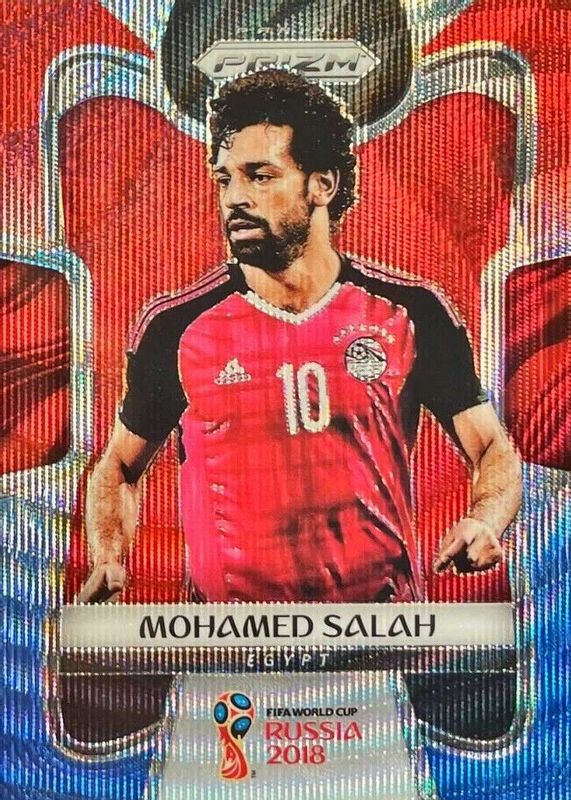 Mohamed Salah 2018 Prizm World Cup #54 Red & Blue Wave PSA 10