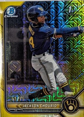 2022 Bowman Mega Box #BCP-79 Chrome Prospects - Yellow Mojo Refractor /75 (1st)