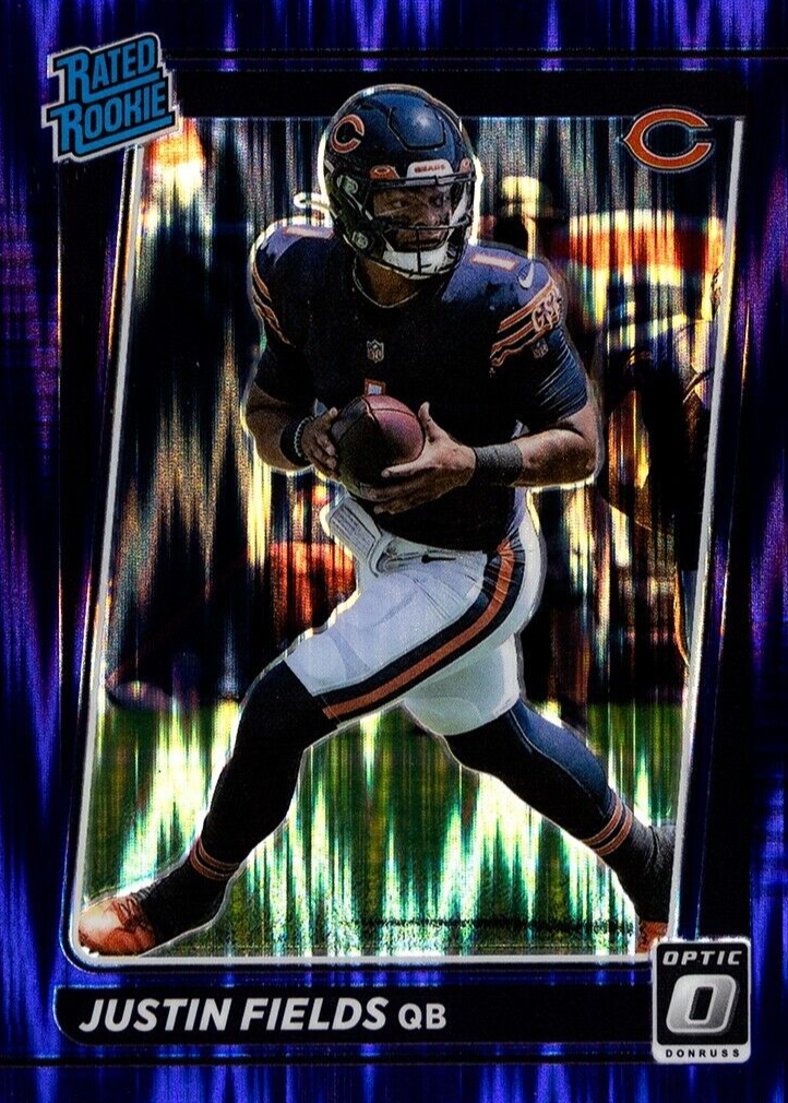 Justin Fields rated rookie サイン NFL カード Justin Fields 2021 Optic #204 Purple Shock Price Guide