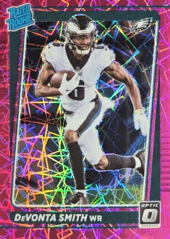 DeVonta Smith 2021 Optic #205 Pink Velocity /79 Rookie SGC 9.5