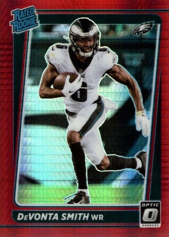 DeVonta Smith 2021 Optic #205 Red Hyper Rookie PSA 9