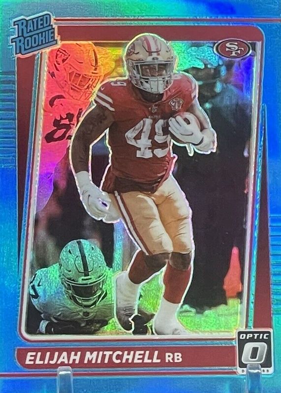 Elijah Mitchell 2021 Optic #291 Aqua /299 Rookie BGS 9.5