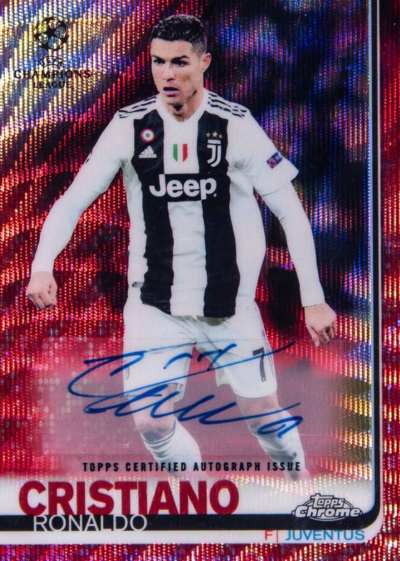 Cristiano Ronaldo 2018 Topps Chrome UEFA Champions League #100 Autographs - Red Wave Refractor /5 SGC 9.5