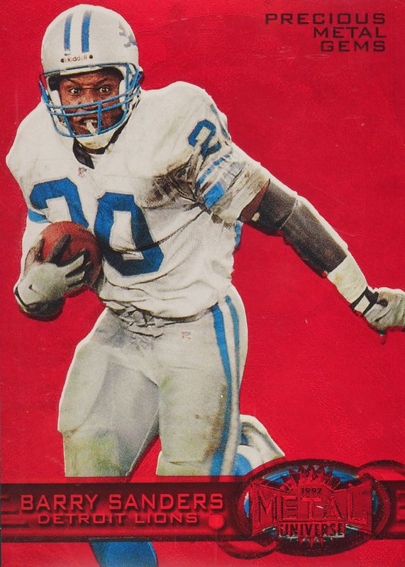 Barry Sanders 1997 Metal Universe #162 Precious Metal Gems Red /135 RAW