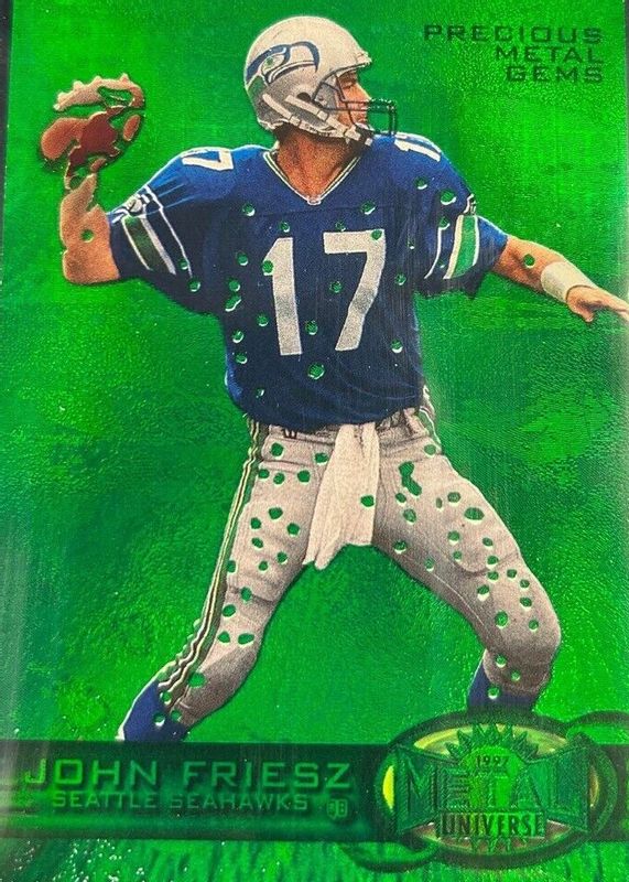 John Friesz 1997 Metal Universe #89 Precious Metal Gems Green /15 SGC 8