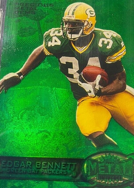 Edgar Bennett 1997 Metal Universe #127 Precious Metal Gems Green /15 SGC 8