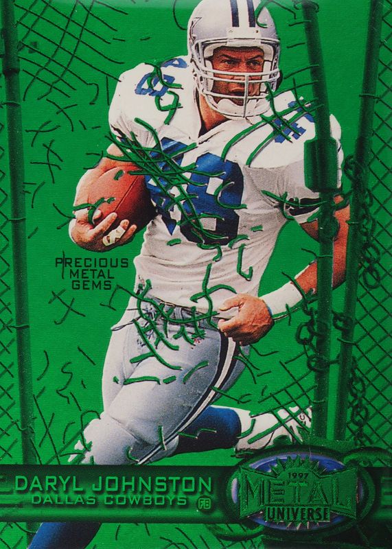 Daryl Johnston 1997 Metal Universe #137 Precious Metal Gems Green /15 BGS 8