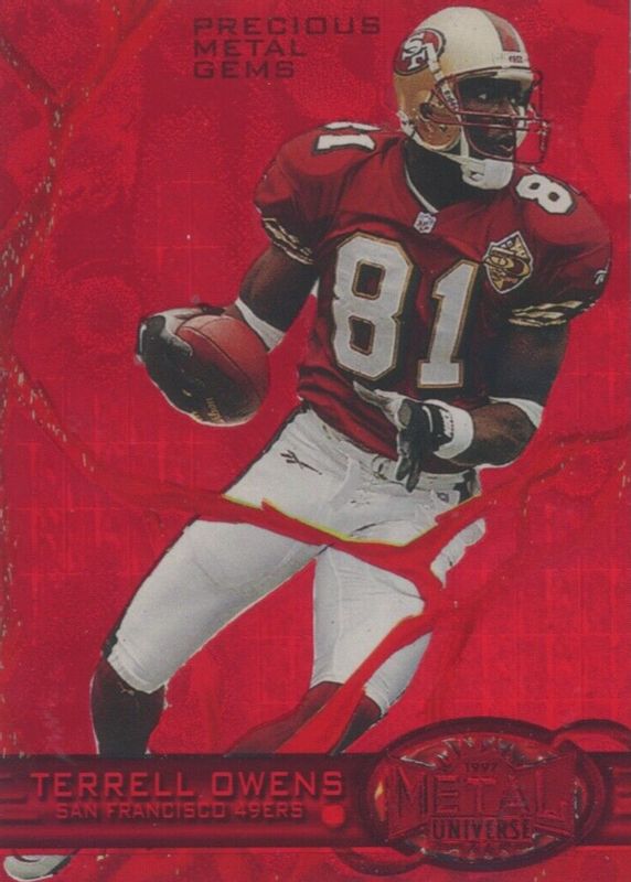 Terrell Owens 1997 Metal Universe #22 Precious Metal Gems Red /135 RAW