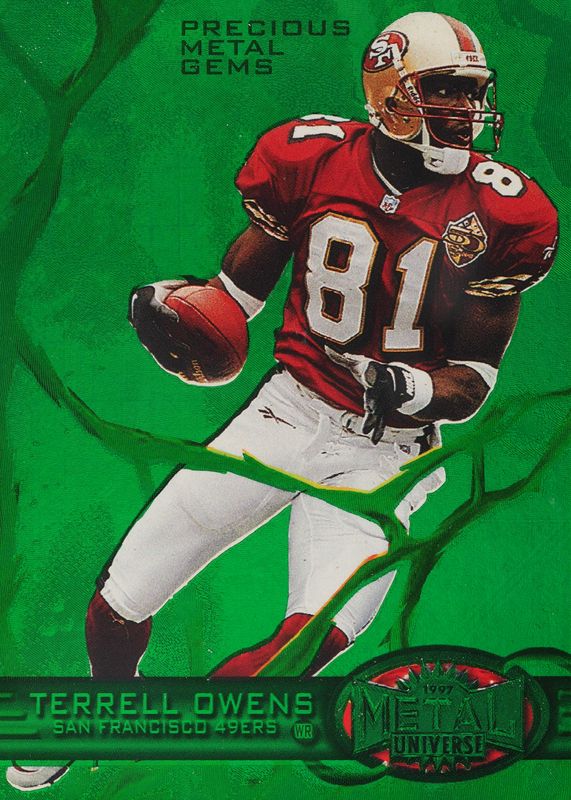 Terrell Owens 1997 Metal Universe #22 Precious Metal Gems Green /15 RAW