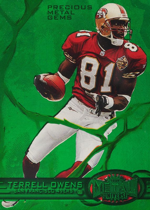 Terrell Owens 1997 Metal Universe #22 Precious Metal Gems Green /15 PSA 5