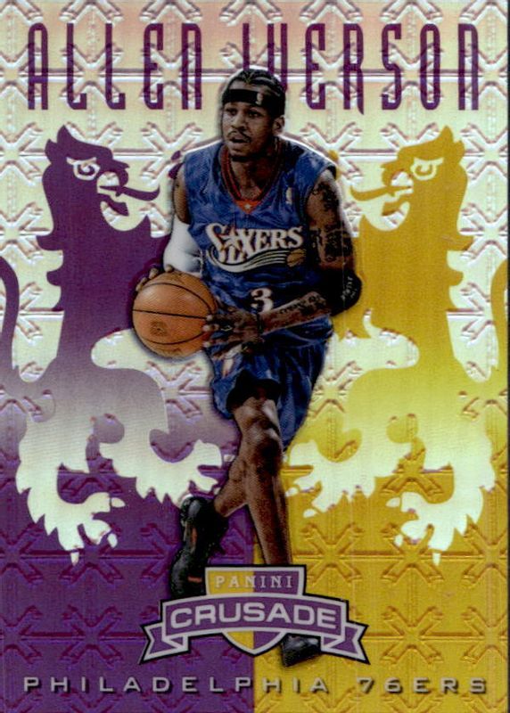 Allen Iverson 2012 Crusade #89 Prizm Purple & Gold /49 PSA 10