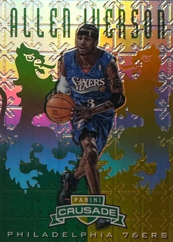 Allen Iverson 2012 Crusade #89 Prizm Green & Gold /25 SGC 9