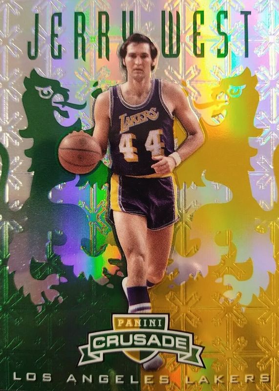 Jerry West 2012 Crusade #84 Prizm Green & Gold /25 RAW