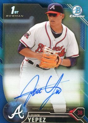 2016 Bowman #CPA-JY Chrome Prospect Auto - Blue Refractor /150 (1st)