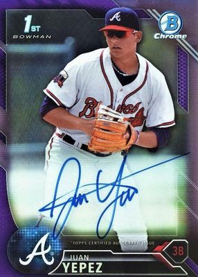 2016 Bowman #CPA-JY Chrome Prospect Auto - Purple Refractor /250 (1st)