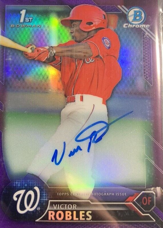 Victor Robles 2016 Bowman #CPA-VR Chrome Prospect Auto - Purple Refractor /250 (1st) PSA 9