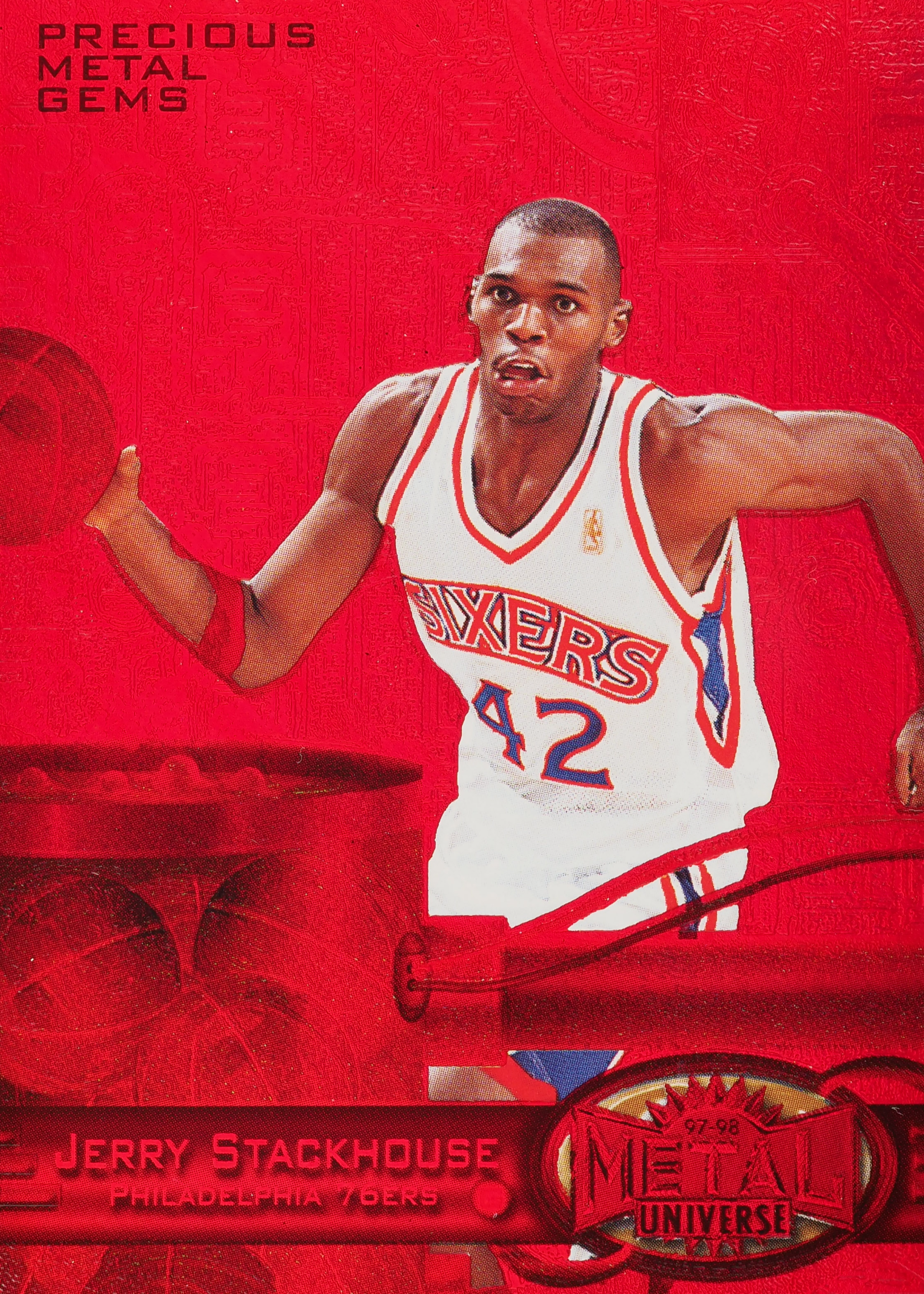 Jerry Stackhouse 1997 Metal Universe #95 Precious Metal Gems Red 