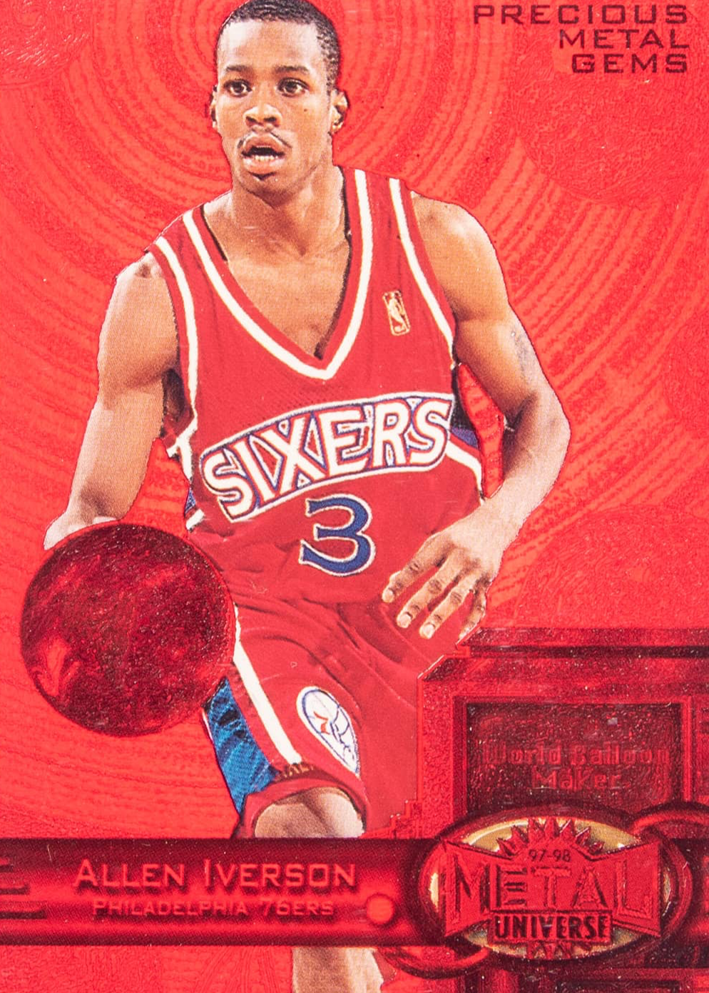 Allen Iverson 1997 Metal Universe #20 Precious Metal Gems Red /90
