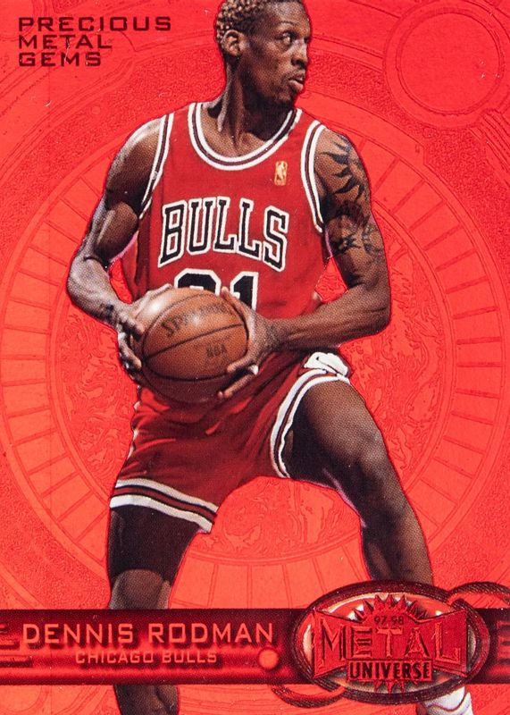 Dennis Rodman 1997 Metal Universe #107 Precious Metal Gems Red /90 SGC 9