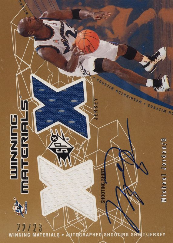 Michael Jordan 2002 SPx #MJ-A Winning Materials Autographs (/23) PSA 10