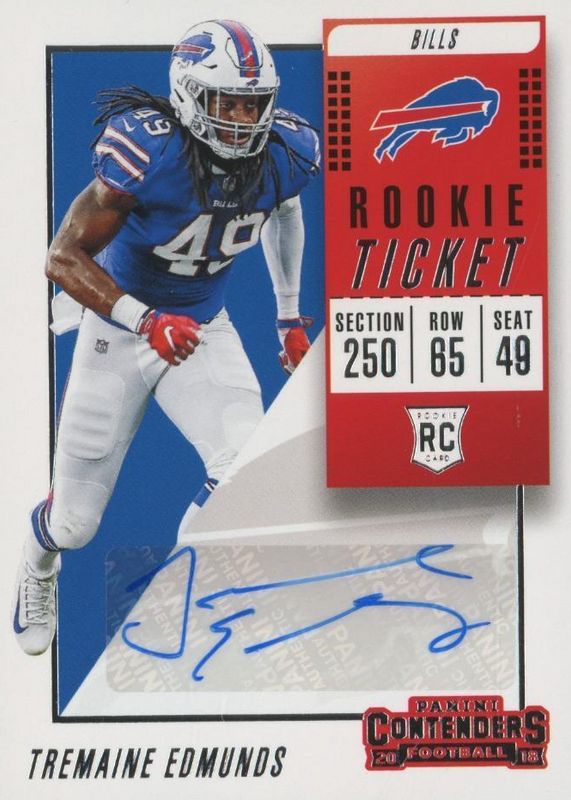 Tremaine Edmunds 2018 Contenders #251 Rookie Ticket Auto Variation Rookie RAW