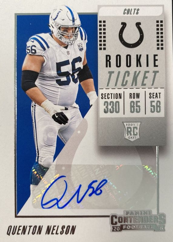 Quenton Nelson 2018 Contenders #230 Rookie Ticket Auto Rookie PSA 10