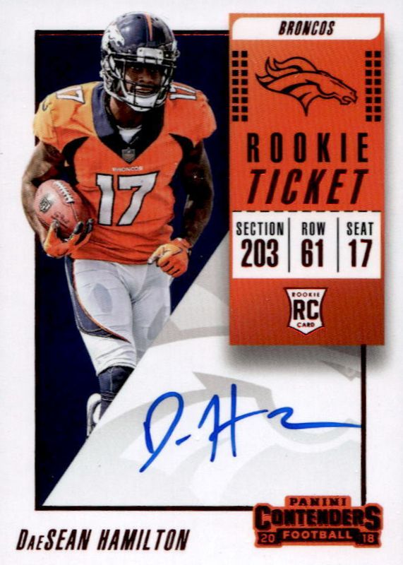 DaeSean Hamilton 2018 Contenders #132 Rookie Ticket Auto (Ball in Right Hand) Rookie SGC 9