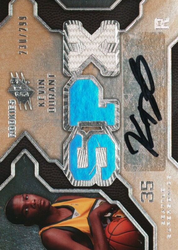 Kevin Durant 2007 SPx #101 Rookie Jersey Autographs /299 SGC 8