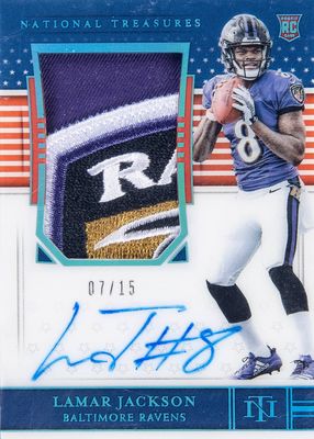 2018 National Treasures #165 Rookie Patch Auto - Stars & Stripes /15