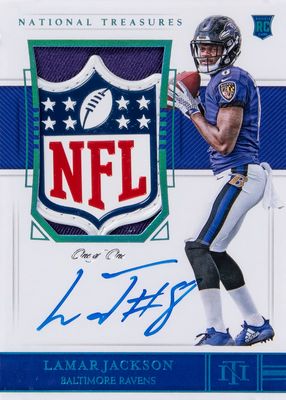 2018 National Treasures #165 Rookie Patch Auto - Platinum NFL Shield /1