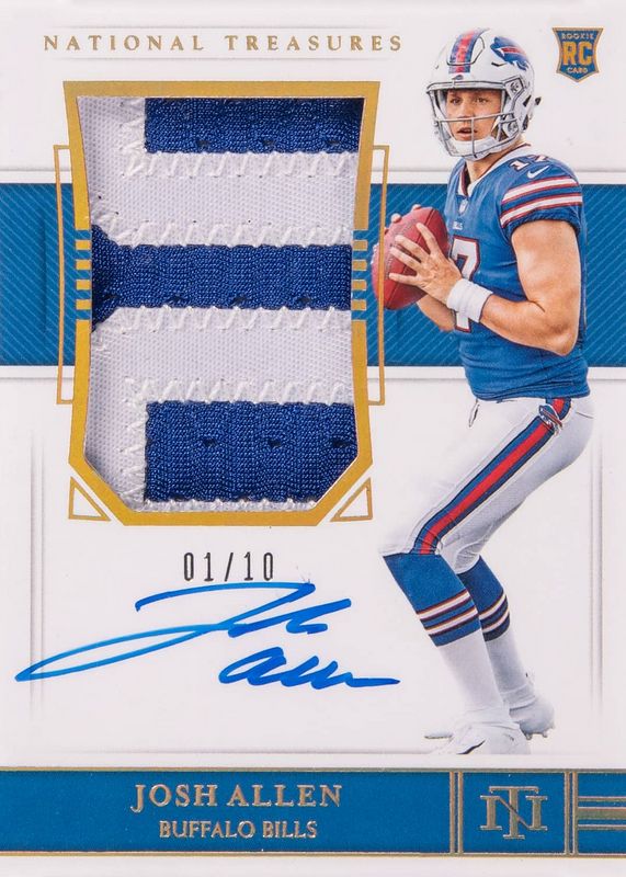 Josh Allen 2018 National Treasures #163 Rookie Patch Auto - Holo Gold /10 Rookie PSA 10