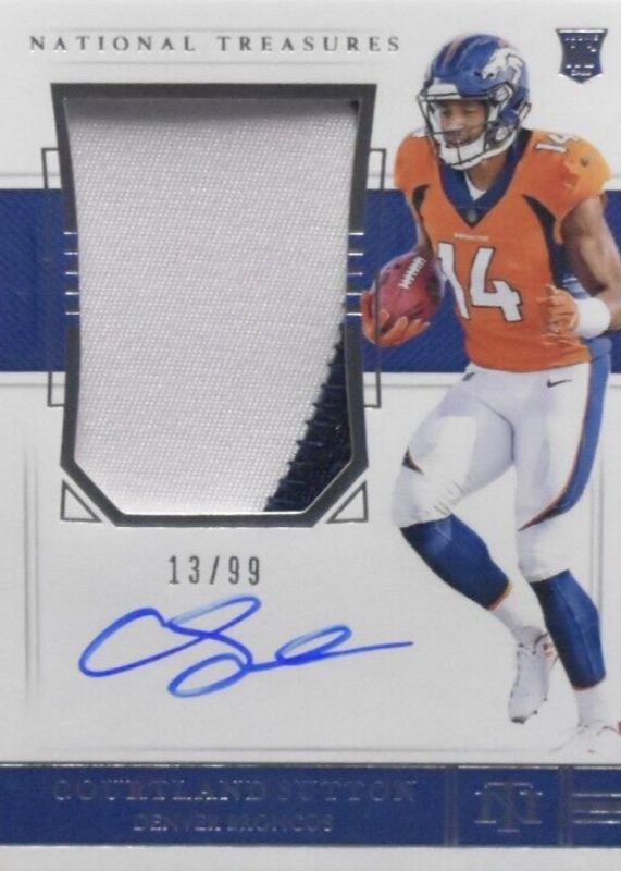 Courtland Sutton 2018 National Treasures #186 Rookie Patch Auto /99 Rookie PSA 8