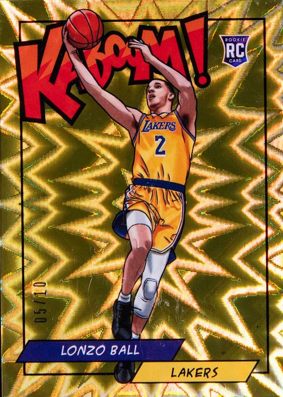 Lonzo Ball 2018 Panini Rewards #K-LB Kaboom! - Gold /10 PSA 10