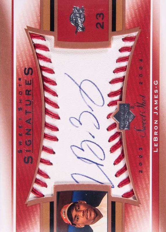 LeBron James 2003 Upper Deck Sweet Shot #LJ-A Sweet Spot Signatures (/49) Rookie SGC 8