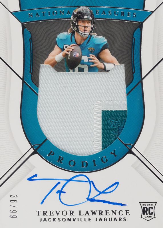 Trevor Lawrence 2021 National Treasures #PPA-TL Prodigy Patch Autographs /99 Rookie PSA 7.5