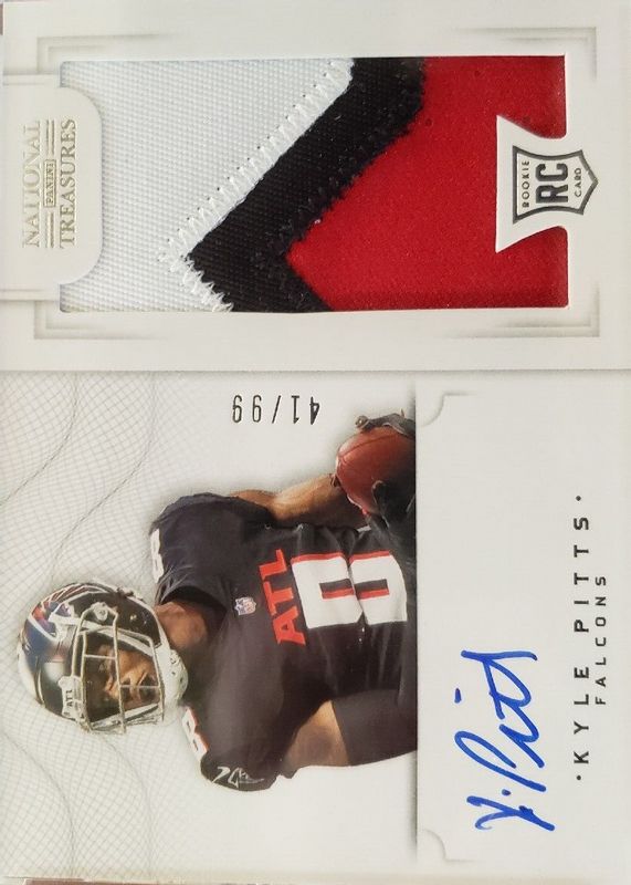 Kyle Pitts 2021 National Treasures #CRS-KP Crossover Rookie Patch Autographs /99 Rookie SGC 9.5