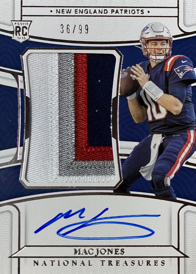 Mac Jones 2021 National Treasures #161 Rookie Patch Auto /99 Price Guide -  Sports Card Investor