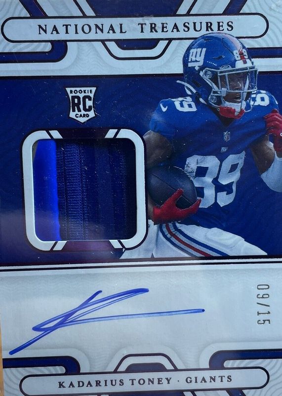 Kadarius Toney 2021 National Treasures #RGS-KAT Rookie Gloves Signatures - Purple /15 Rookie PSA 10