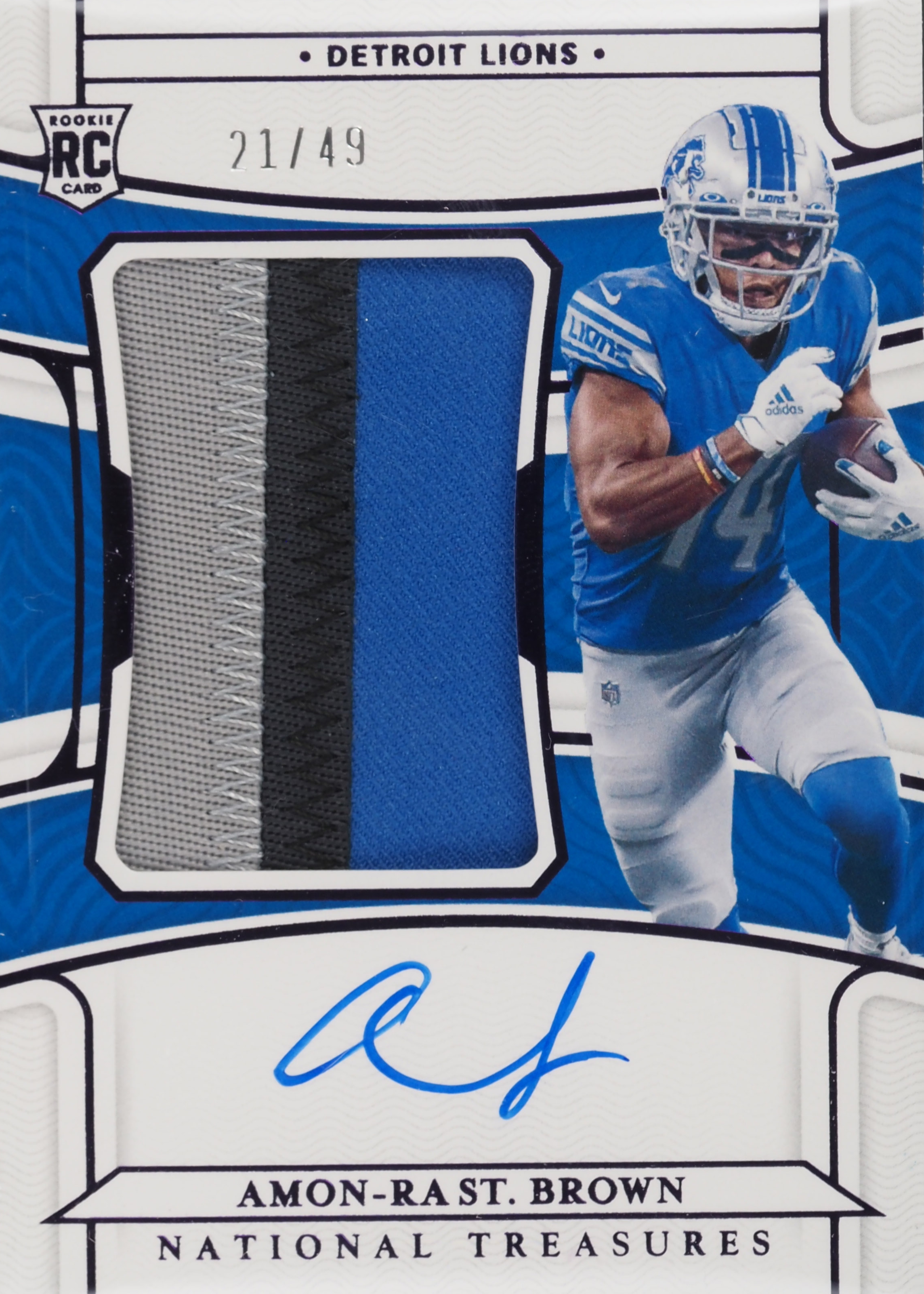 Amon-Ra St. Brown 2021 National Treasures #183 Rookie Patch Auto