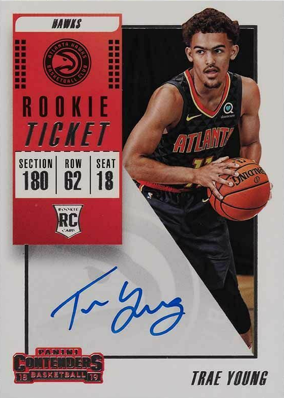 Trae Young 2018 Contenders #142 Rookie Ticket Auto (Ball at Waist 