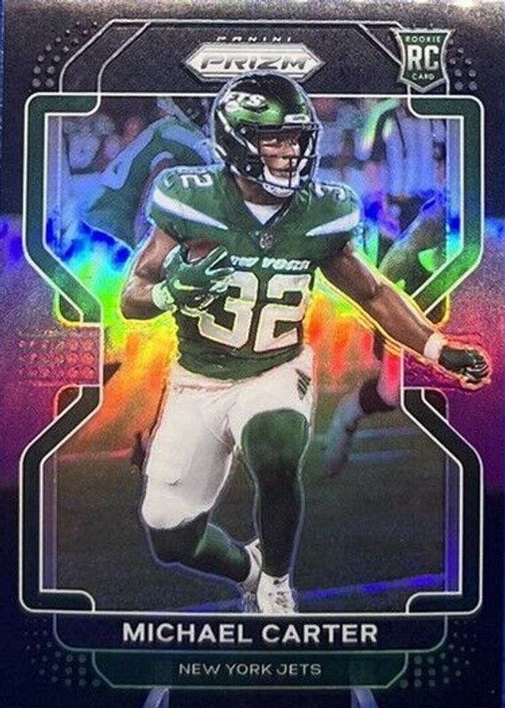 Michael Carter 2021 Chronicles #PB-20 Prizm Black - Purple /199 Rookie RAW