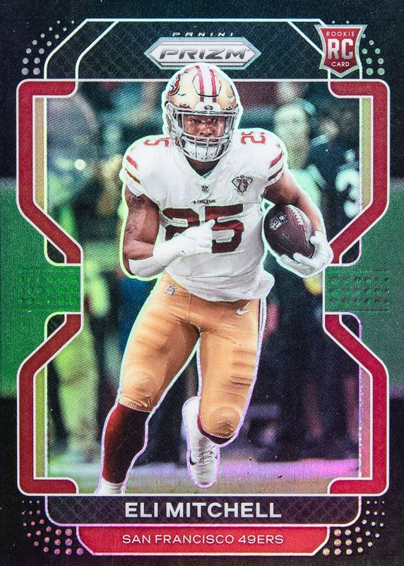 Elijah Mitchell 2021 Chronicles #PB-25 Prizm Black - Green /49 Rookie PSA 10