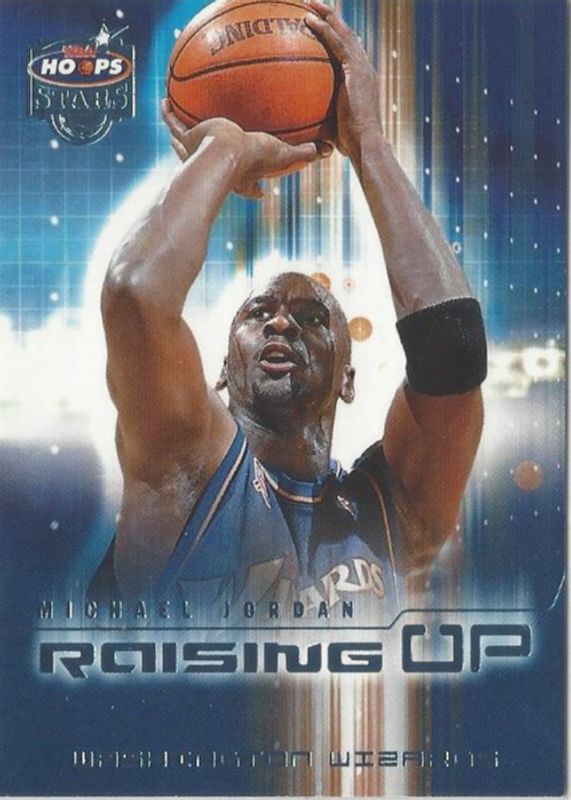 Michael Jordan 2002 Fleer Hoops Stars #8RU Raising Up - Blue PSA 10