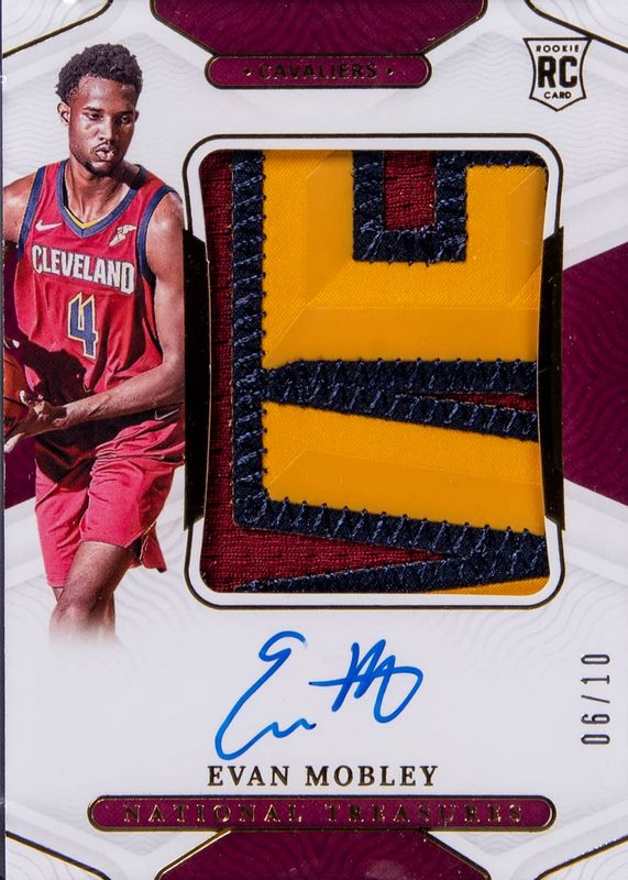 Evan Mobley 2021 National Treasures #147 Rookie Patch Auto - Gold /10 Rookie PSA 6