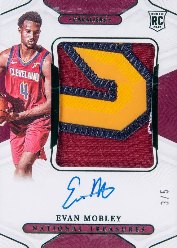 Evan Mobley 2021 National Treasures #147 Rookie Patch Auto - Emerald /5 Rookie SGC 10