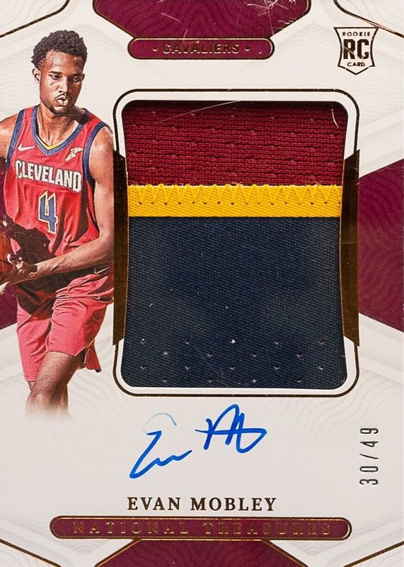 Evan Mobley 2021 National Treasures #147 Rookie Patch Auto - Bronze (/49) PSA 9