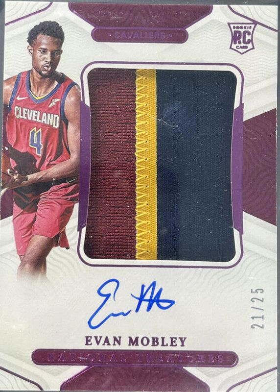 Evan Mobley 2021 National Treasures #147 Rookie Patch Auto - Pink (/25) BGS 9