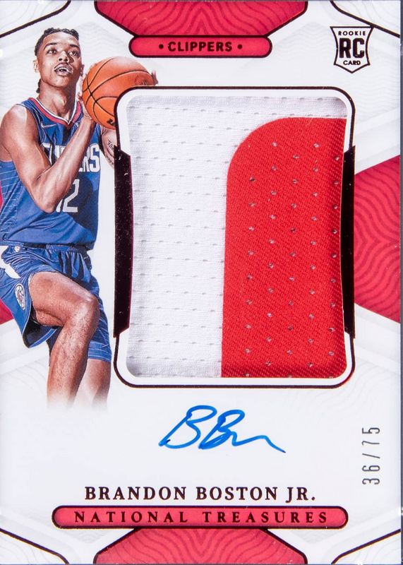 Brandon Boston Jr. 2021 National Treasures #144 Rookie Patch Auto - NBA 75th (/75) Rookie PSA 9