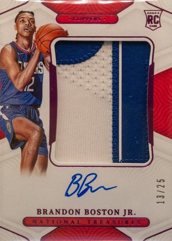 Brandon Boston Jr. 2021 National Treasures #144 Rookie Patch Auto - Pink (/25) Rookie PSA 10